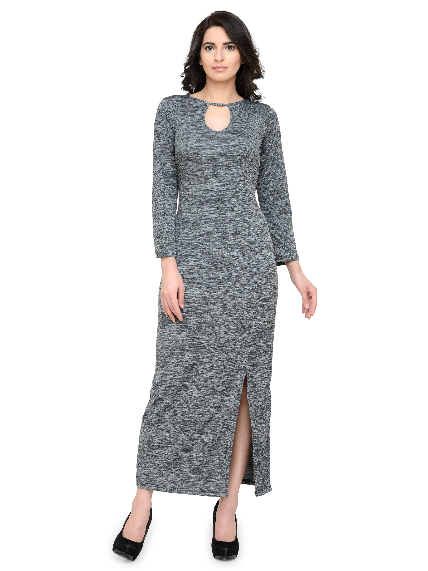 JAW DROPPING GREY MAXI WITH FRONT SLIT